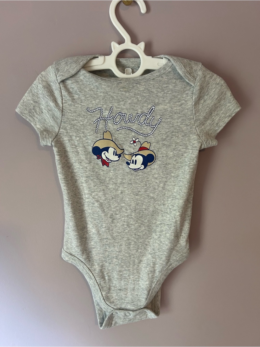 Disney Grey Mickey & Minnie 'Howdy' One-Piece